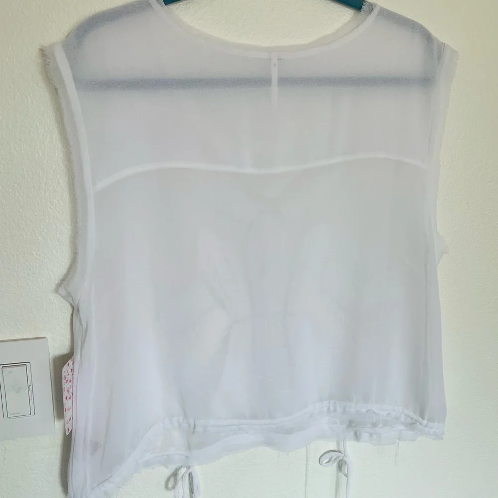 NWT | Free People Pennies Storytellers Sheer Raw Edge Top - Picture 7 of 8